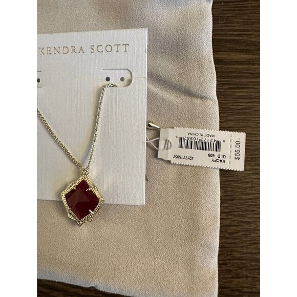 Kendra Scott Gold Adjustable Kacey Necklace Bordeaux Tiger Eye NEW $65 - Picture 3 of 4